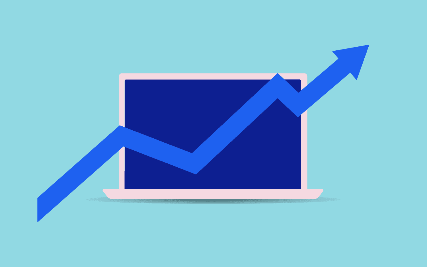 Computer screen with upward graph arrow