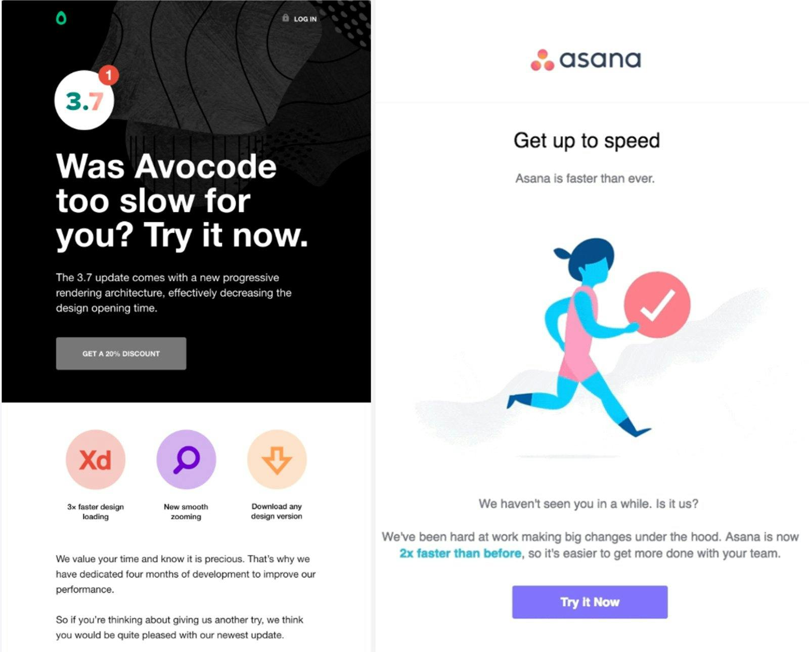 Avacode and Asana reactivation email