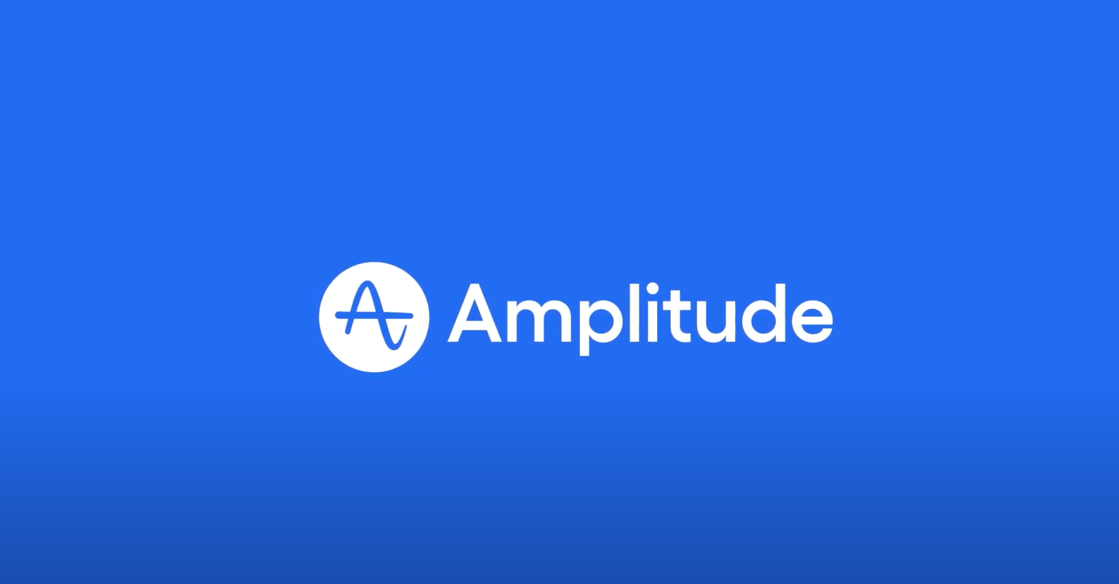 White Amplitude logo over a blue background